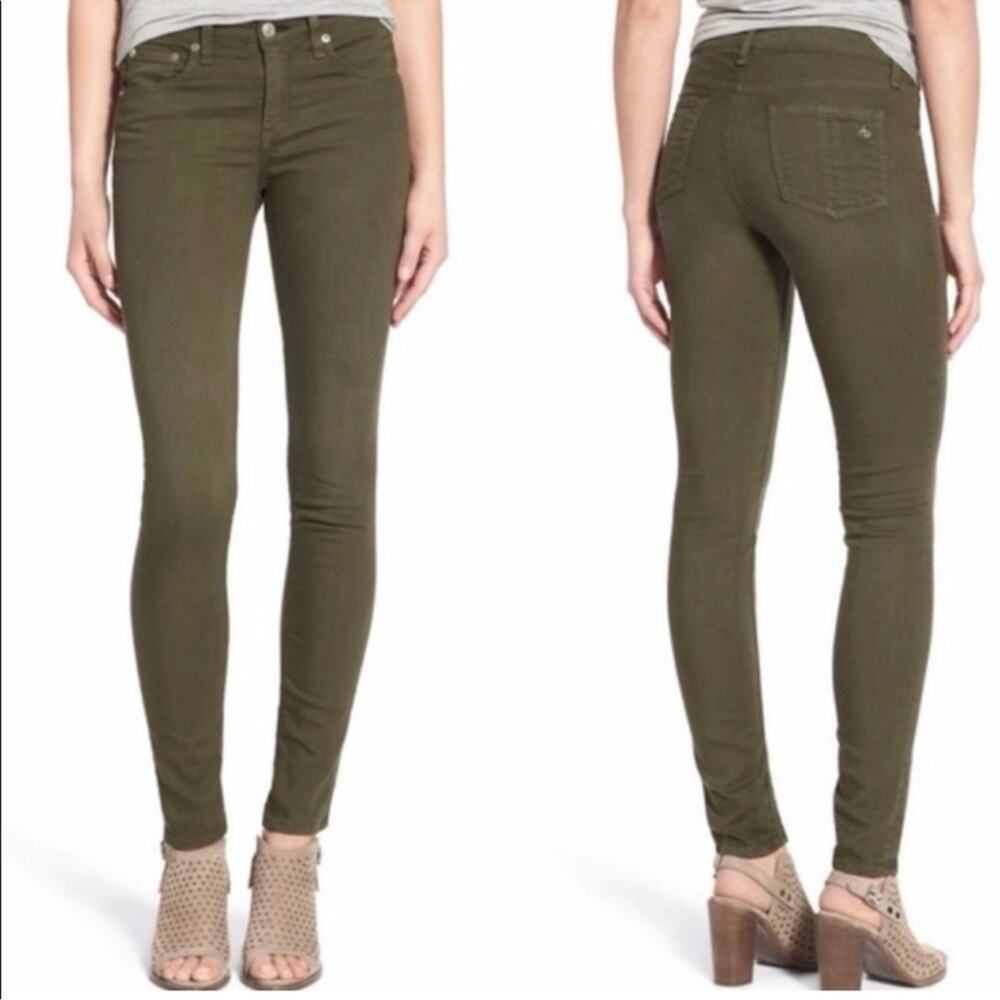 Rag & Bone Dark Olive High Rise Skinny Jeans